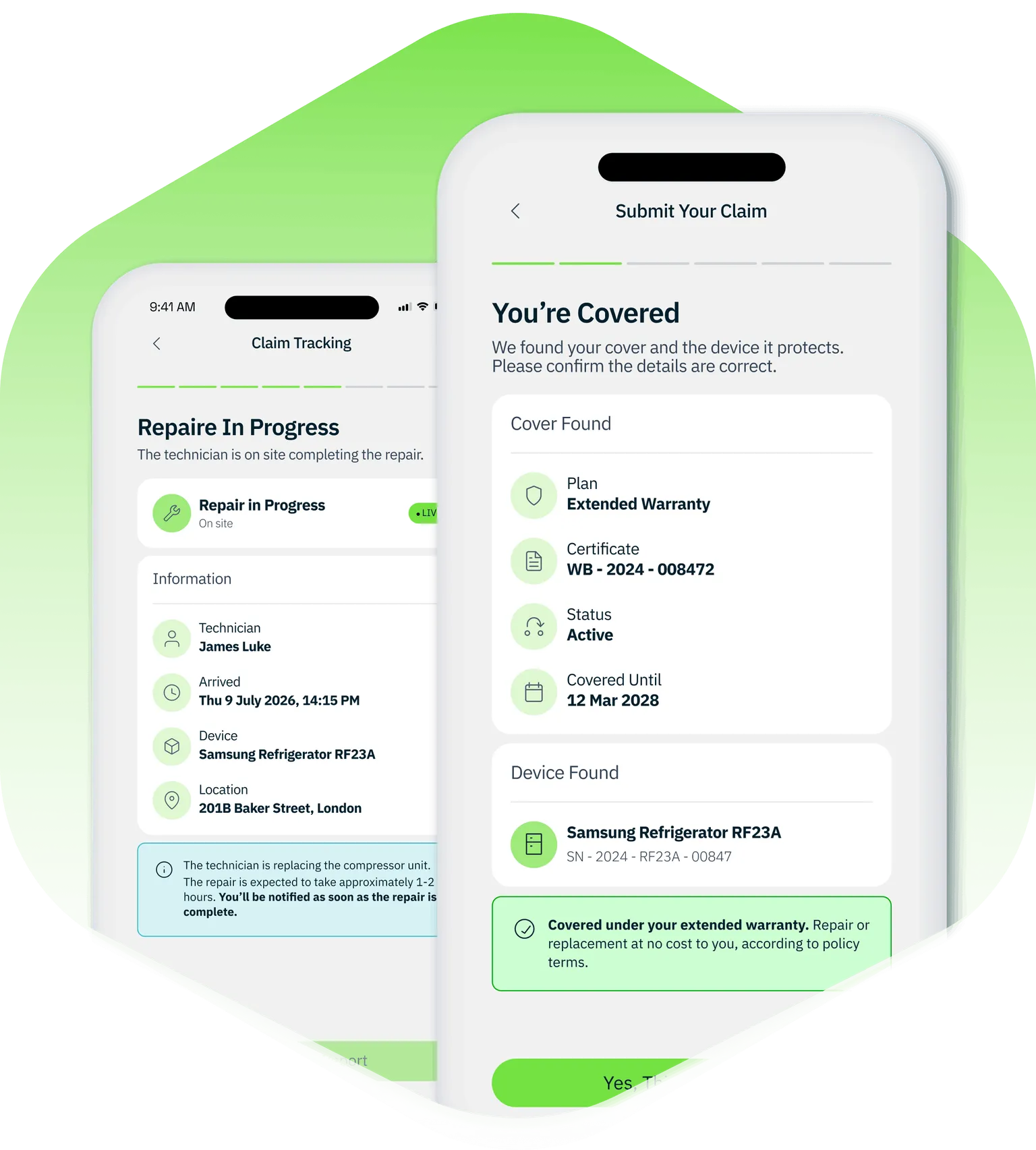 Mobile phones showing ClaimsAI